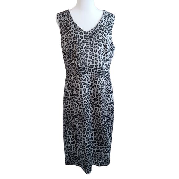 KASPER Sheath Dress‎ 12 Scuba Knit Animal Print Work Career Special Event Guest - Picture 12 of 13